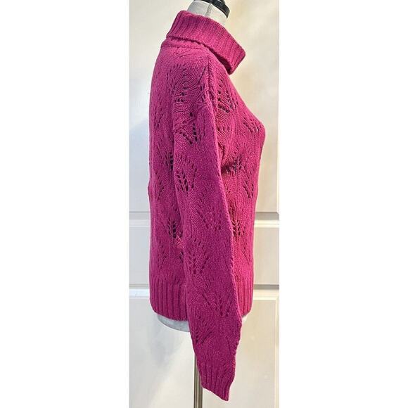 Liz Claiborne Wool Blend Open Hand Knit Sweater Jumper Pink Long Sleeve Size S - Picture 5 of 7